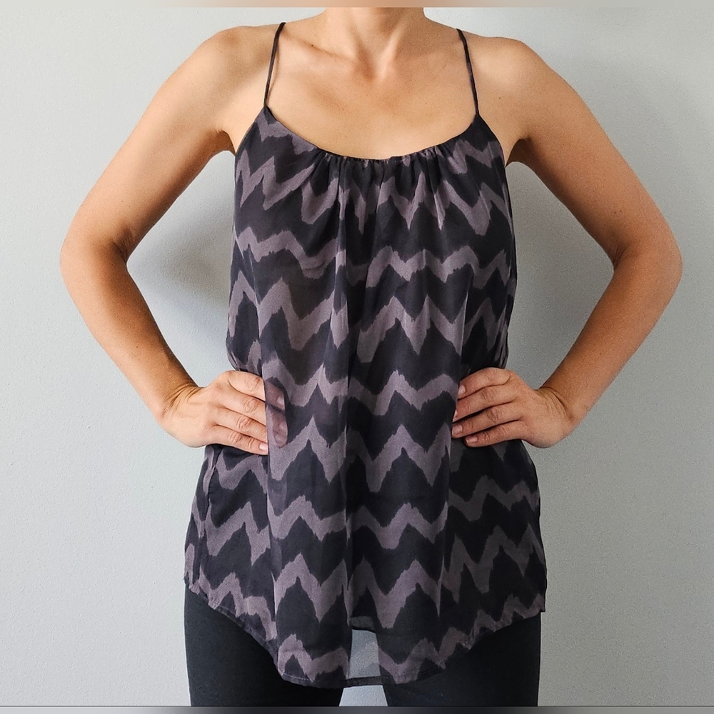 D'closet Sleeveless 100% Silk Top Comi Spaghetti Strap Black Purple Gray Sz S
